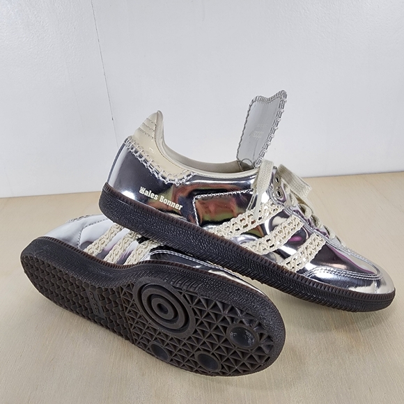Silver adidas x Wales Bonner Samba shoes with crochet details. Size 8½ - Picture 7 of 11